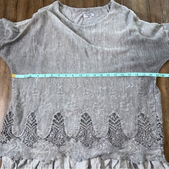 Eternelle Lagenlook Layering Sweater Shirt Mohair Crochet Distressed Grey S/M - Picture 3 of 7